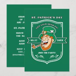Leprechaun Badge St. Patrick's Day Party Inbjudningar