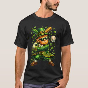 Leprechaun basebollfångare Shamrock St. Patrick's T Shirt