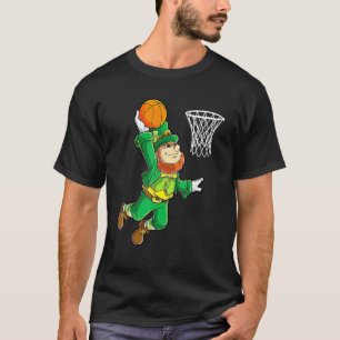 Leprechaun Basketball Dunk Boys Manar St Patricks T Shirt