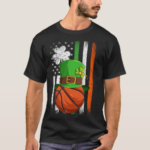 Leprechaun Basketball Irish American Flagga St Pat T Shirt