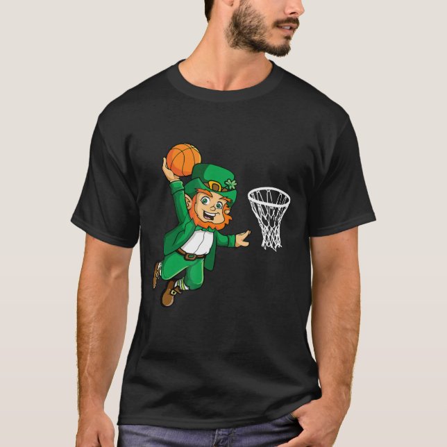Leprechaun Basketball-St patricks day för T Shirt (Framsida)