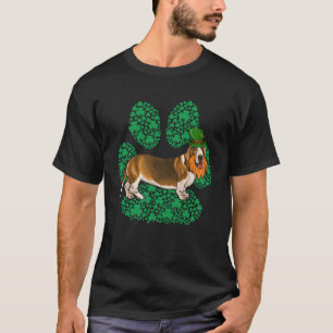 Leprechaun Basset Hound St patricks day Shamrock P T Shirt