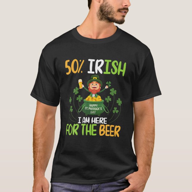 Leprechaun Beer Dance Guld 50 procent irländskt ja T Shirt (Framsida)