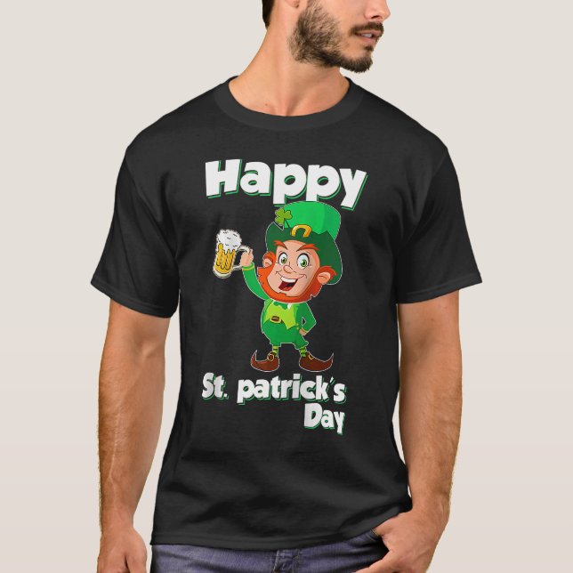 Leprechaun Beer Drinking Lycklig Saint Patricks Da T Shirt (Framsida)
