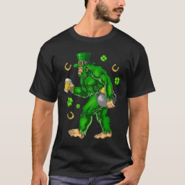 Leprechaun Bigfoot Beer Shamrocks St patrick's day T Shirt
