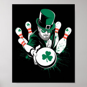Leprechaun Bowling St. Patrick's Day Lucky Manar B Poster