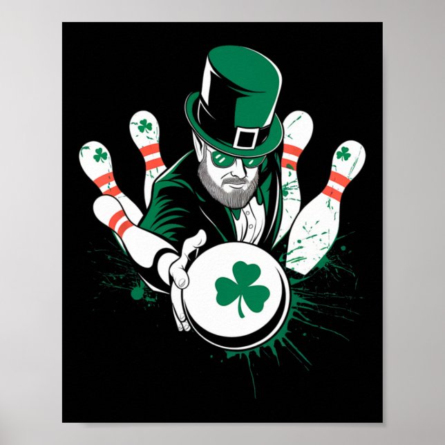 Leprechaun Bowling St. Patrick's Day Lucky Manar B Poster (Framsidan)