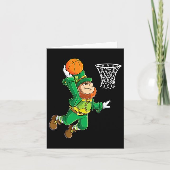 Leprechaun Bysketbyll Dunk St patricks day Boys Me Kort (Framsida)