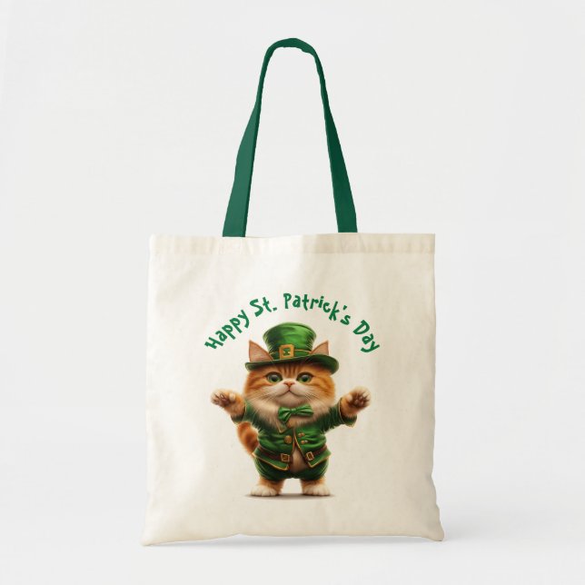Leprechaun Cat St. Patrick Day Sweatshirt - Cute Tygkasse (Framsidan)
