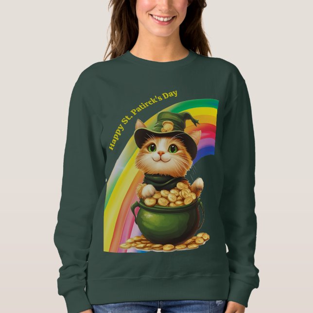 Leprechaun Cat T Shirt (Framsida)