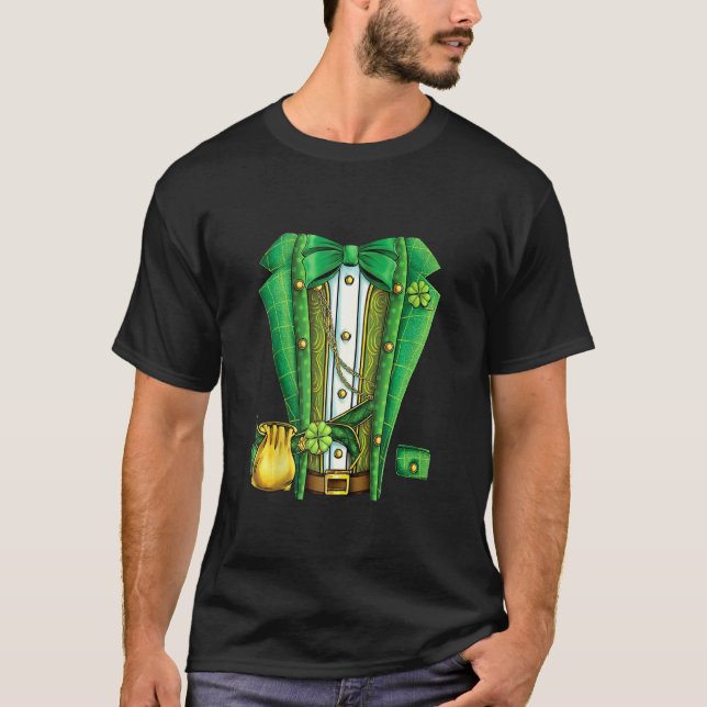 Leprechaun Costume Kostym Tuxedo St Patr T Shirt (Framsida)