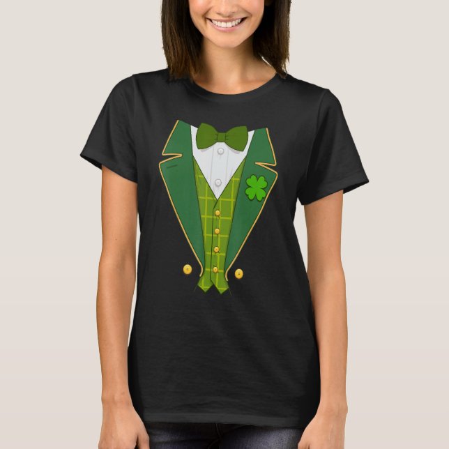 Leprechaun Costume Tuxedo for St. Patr. T Shirt (Framsida)