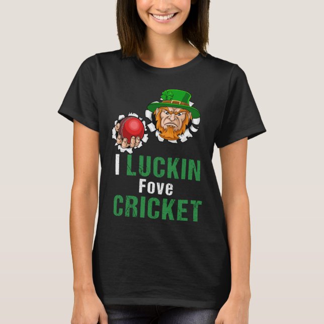 Leprechaun Cricket Player Goalie Irish Sport Ginge T Shirt (Framsida)