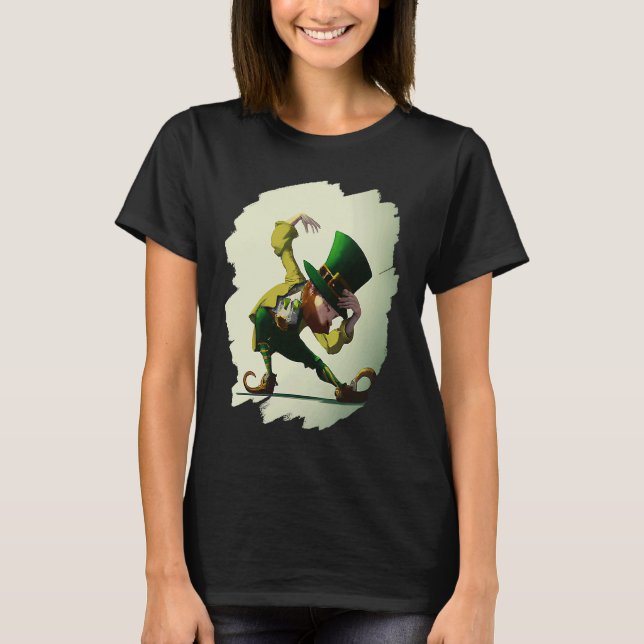 Leprechaun Dabbing Dancing Dance St Patricks Day T Shirt (Framsida)