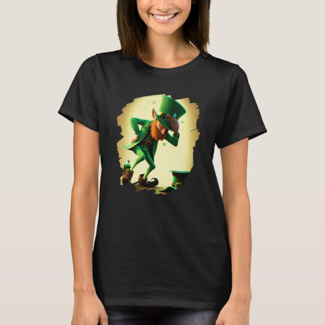 Leprechaun Dabbing Dancing Dance St Patricks Day   T Shirt (Framsida)
