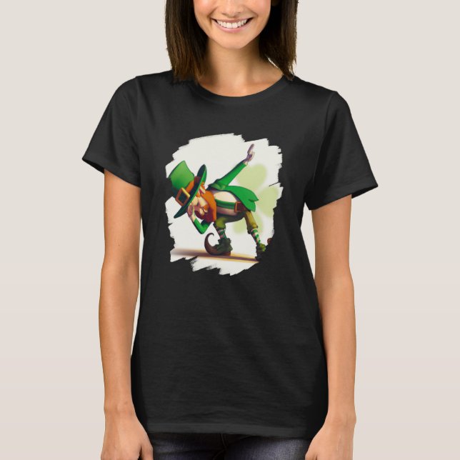Leprechaun Dabbing Dancing Dance St Patricks Day   T Shirt (Framsida)
