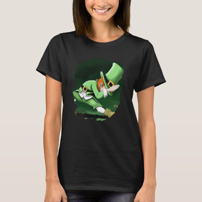 Leprechaun Dabbing Dancing Dance St Patricks Day   T Shirt (Framsida)