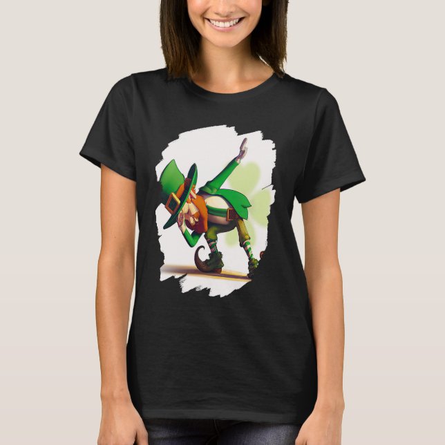 Leprechaun Dabbing Dancing Dance St Patricks Day   T Shirt (Framsida)