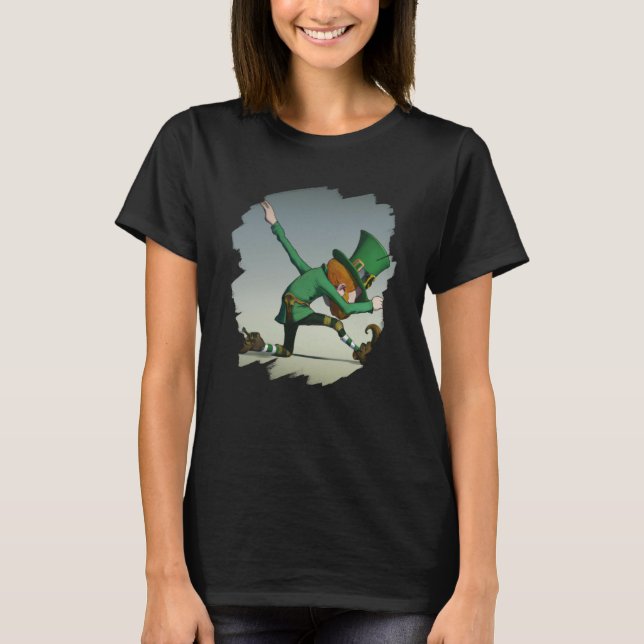 Leprechaun Dabbing Dancing Dance St Patricks Day   T Shirt (Framsida)