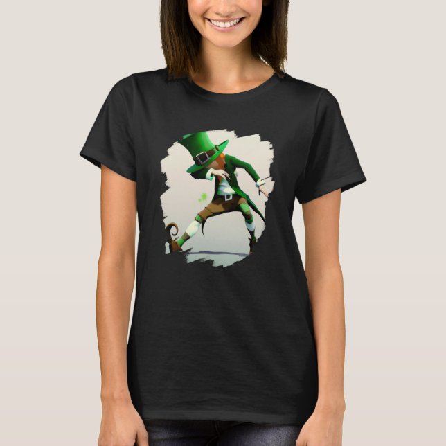 Leprechaun Dabbing Dancing Dance St Patricks Day   T Shirt (Framsida)