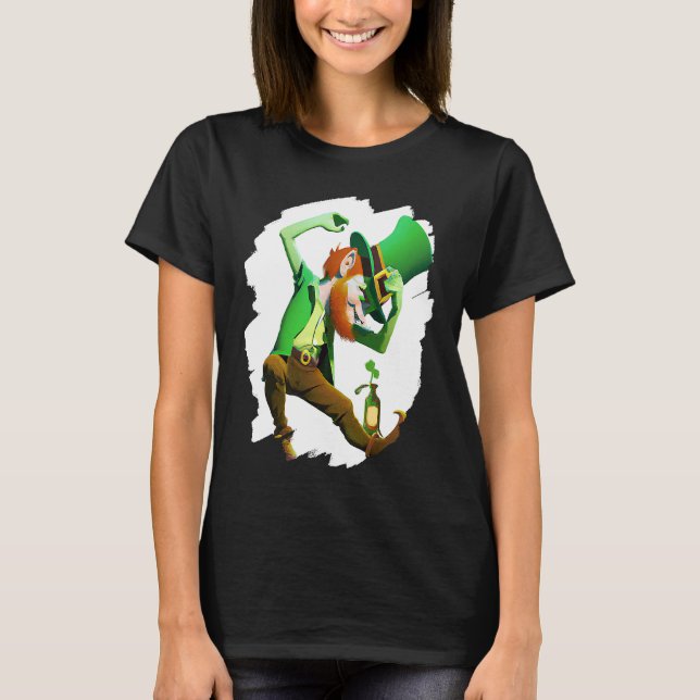 Leprechaun Dabbing Dancing Dance St Patricks Day   T Shirt (Framsida)
