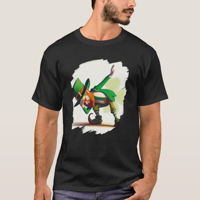 Leprechaun Dabbing Dancing Dance St Patricks Day   T Shirt (Framsida)