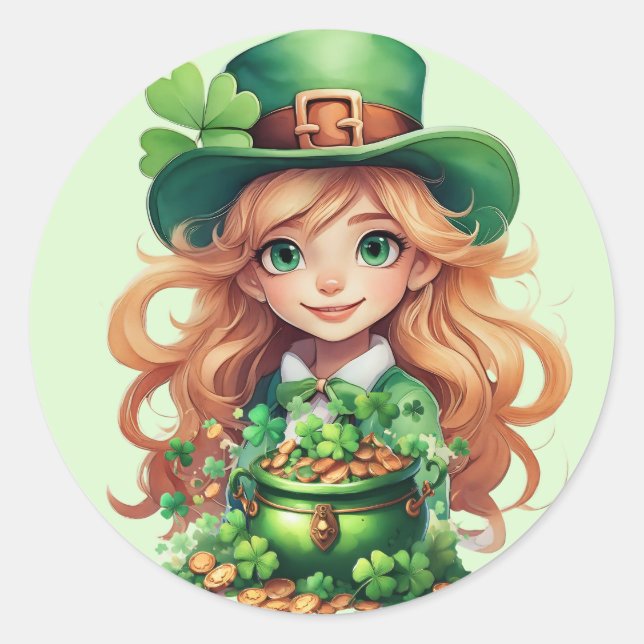 Leprechaun-dekal Runt Klistermärke (Framsida)