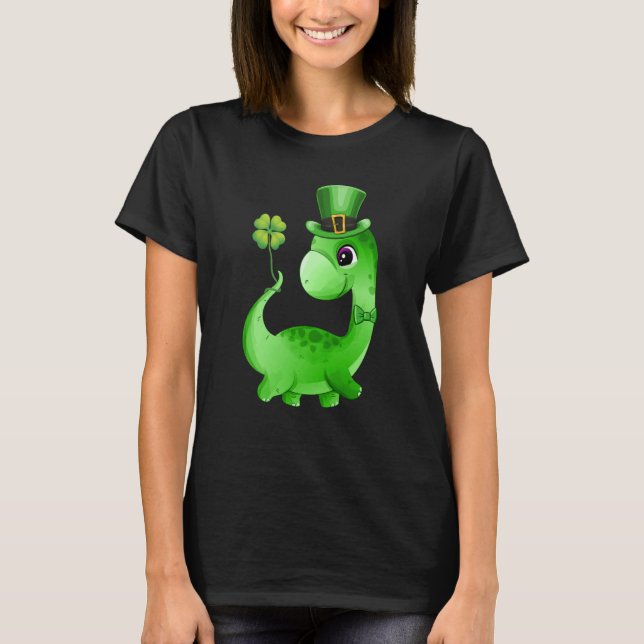 Leprechaun Dinosaur Shamrock C Saint Patricks Day T Shirt (Framsida)
