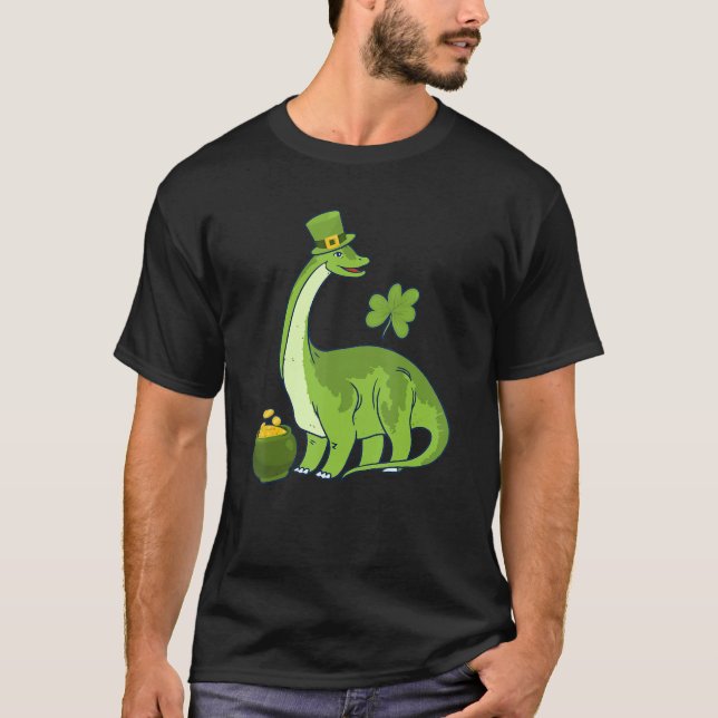 Leprechaun Dinosaur Shamrock St Patricks Day Anima T Shirt (Framsida)