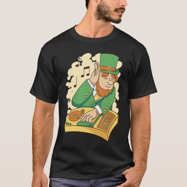Leprechaun DJ St Patrick's Day T Shirt (Framsida)
