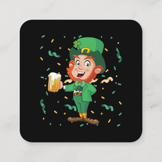 Leprechaun dricker Beer St. Patrick's Day Fyrkantigt Visitkort (Baksida)