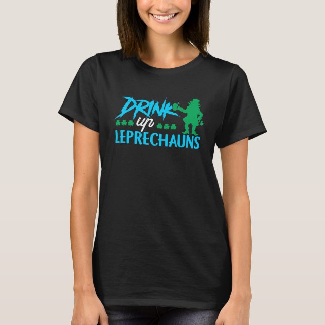 Leprechaun Drinking Irish St Patricks Day  Drinkin T Shirt (Framsida)