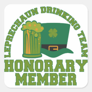 Leprechaun Drinking Team-klistermärken Fyrkantigt Klistermärke