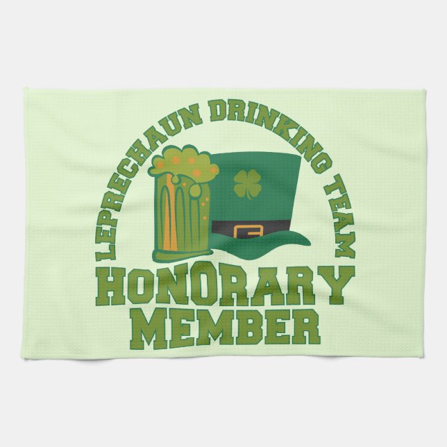 Leprechaun Drinking Team kökshandduk (Horisontell)