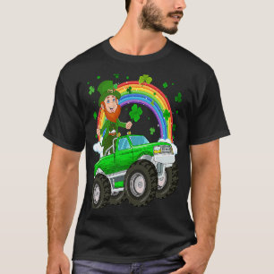 Leprechaun Drive Monster Lastbil Shamrock Löv St P T Shirt