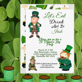 Leprechaun Eat Drink Irish St Patricks Party Inbjudningar
