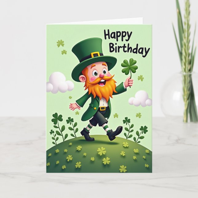Leprechaun Födelsedagsfunktionskort Kort (Framsida)