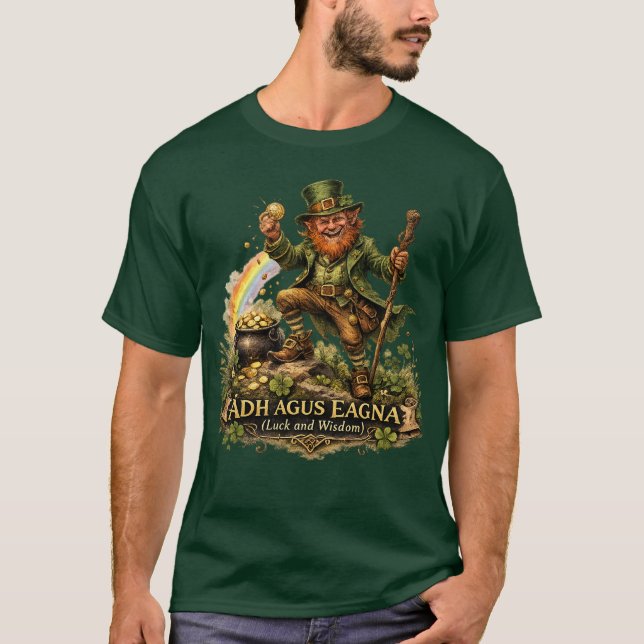 Leprechaun Folklore - Luck and Wisdom  T Shirt (Framsida)