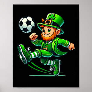 Leprechaun Fotboll St Patricks Day Spelare Pojkar Poster