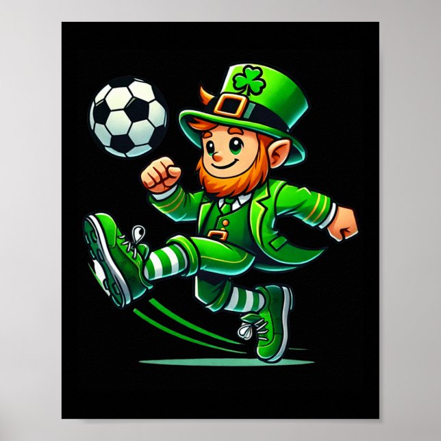 Leprechaun Fotboll St Patricks Day Spelare Pojkar  Poster (Framsidan)