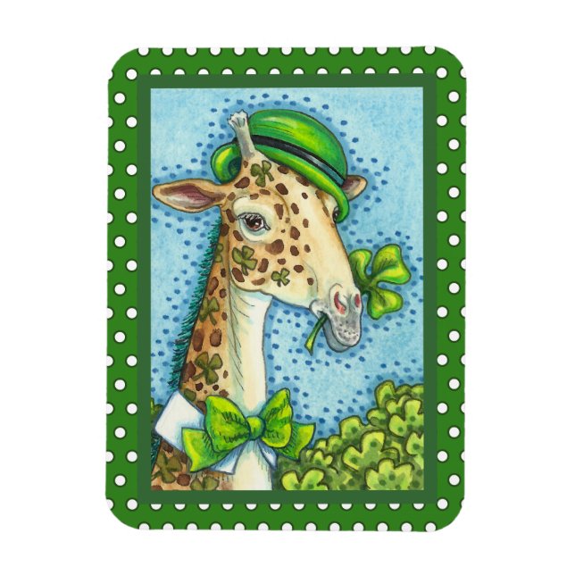 LEPRECHAUN GIRAFFE, COLORFUL ST. PATRICK'S DAY MAGNET (Vertikal)