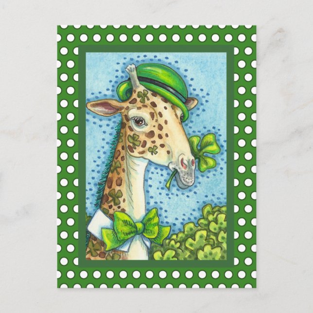 LEPRECHAUN GIRAFFE, COLORFUL ST. PATRICK'S DAY VYKORT (Framsida)