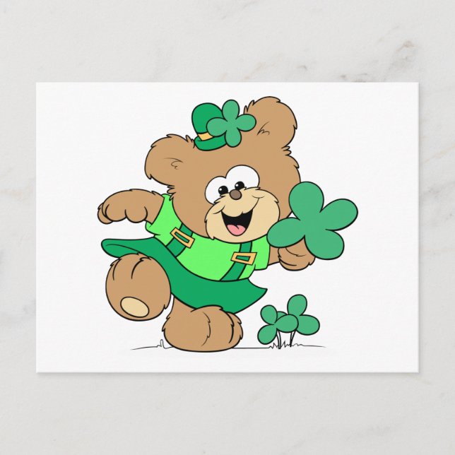 Leprechaun Girl Nalle Vykort (Framsida)