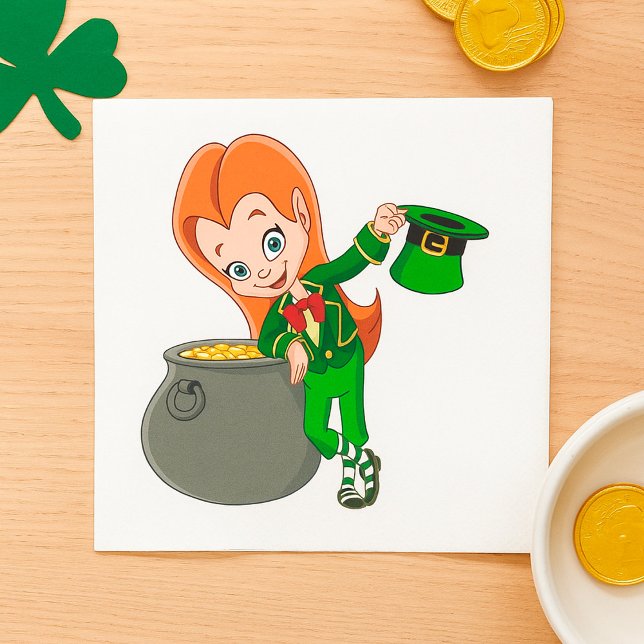 Leprechaun Girl Papper Napkins Pappersservett (Skapare uppladdad)