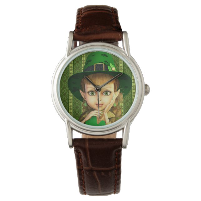 Leprechaun Girl St. Patrick's Day Watch Armbandsur (Framsida)