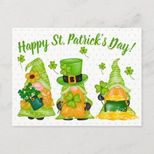 Leprechaun Gnome Dots Lycklig St. Patrick's Day Po Vykort
