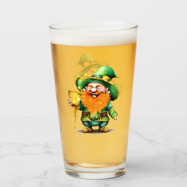 Leprechaun gnome St. Patrick's Day har tur Glaskopp (Framsida fylld)
