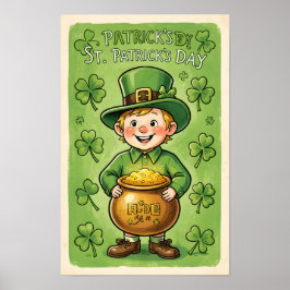 Leprechaun Gnome St. Patrick's Day Shamrock Poster