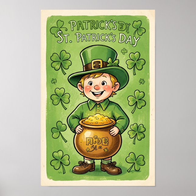 Leprechaun Gnome St. Patrick's Day Shamrock Poster (Framsidan)