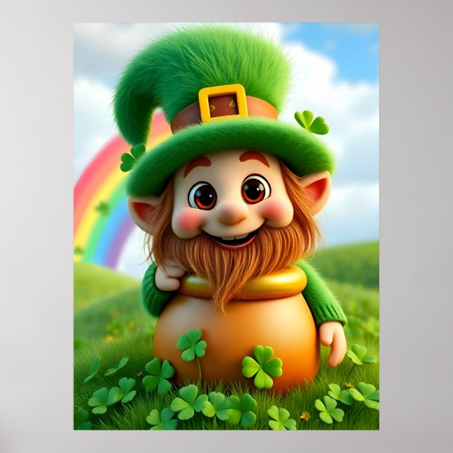 Leprechaun Gnome St. Patrick's Day Shamrock Poster (Framsidan)
